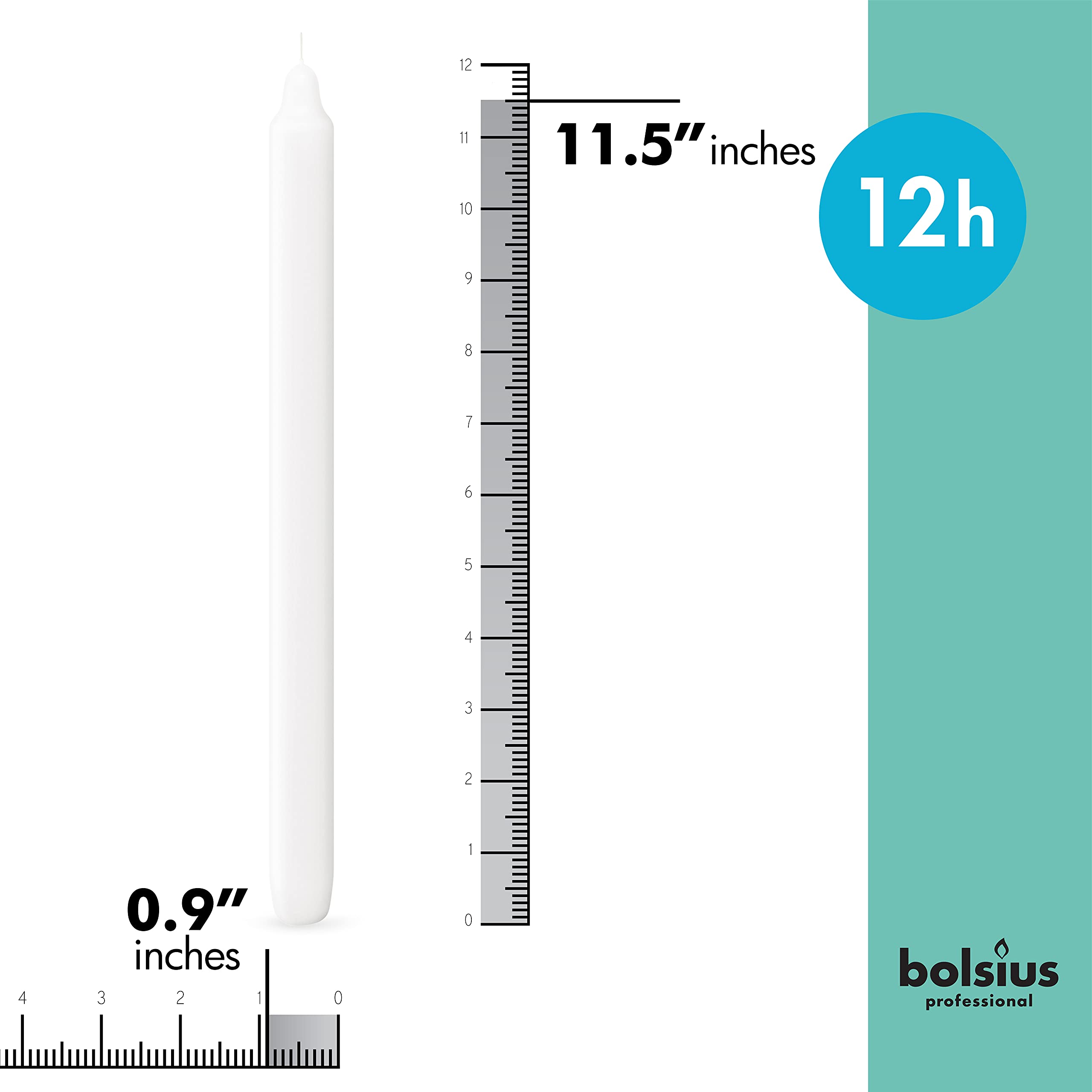 Bolsius 11-5-inch unscented candles provide crisp, even flame.