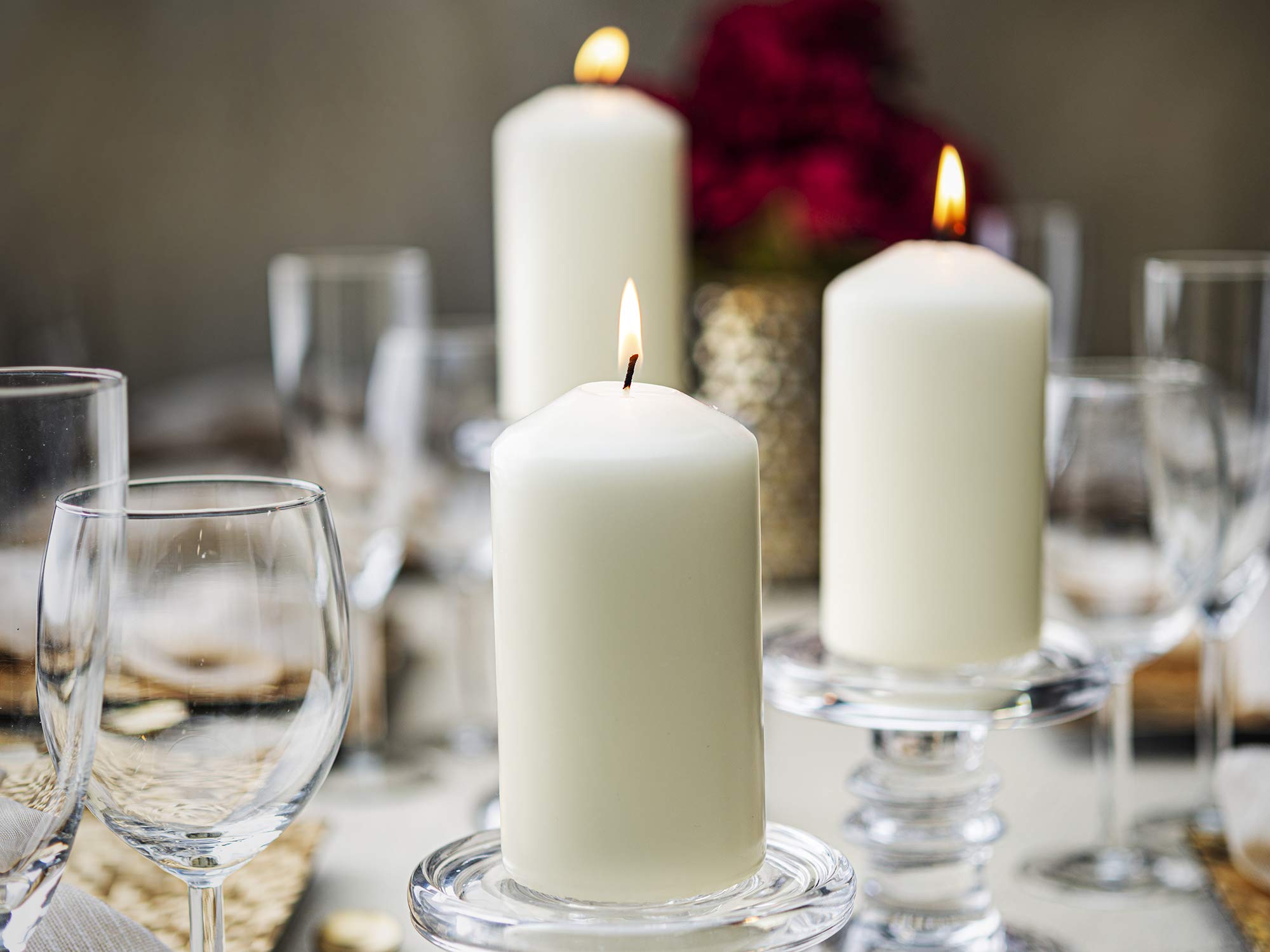 Bolsius 70-hour burn time candles offer long-lasting ambiance for events.