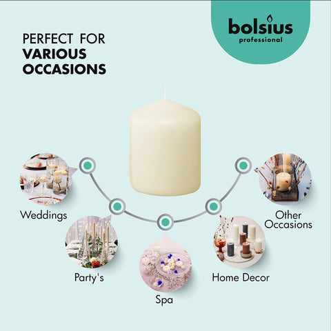 Bolsius dripless ivory candles feature clean wicks to reduce drips.