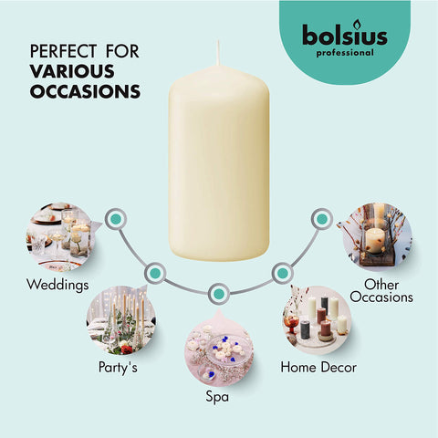Bolsius European quality ivory candles for reliable performance.