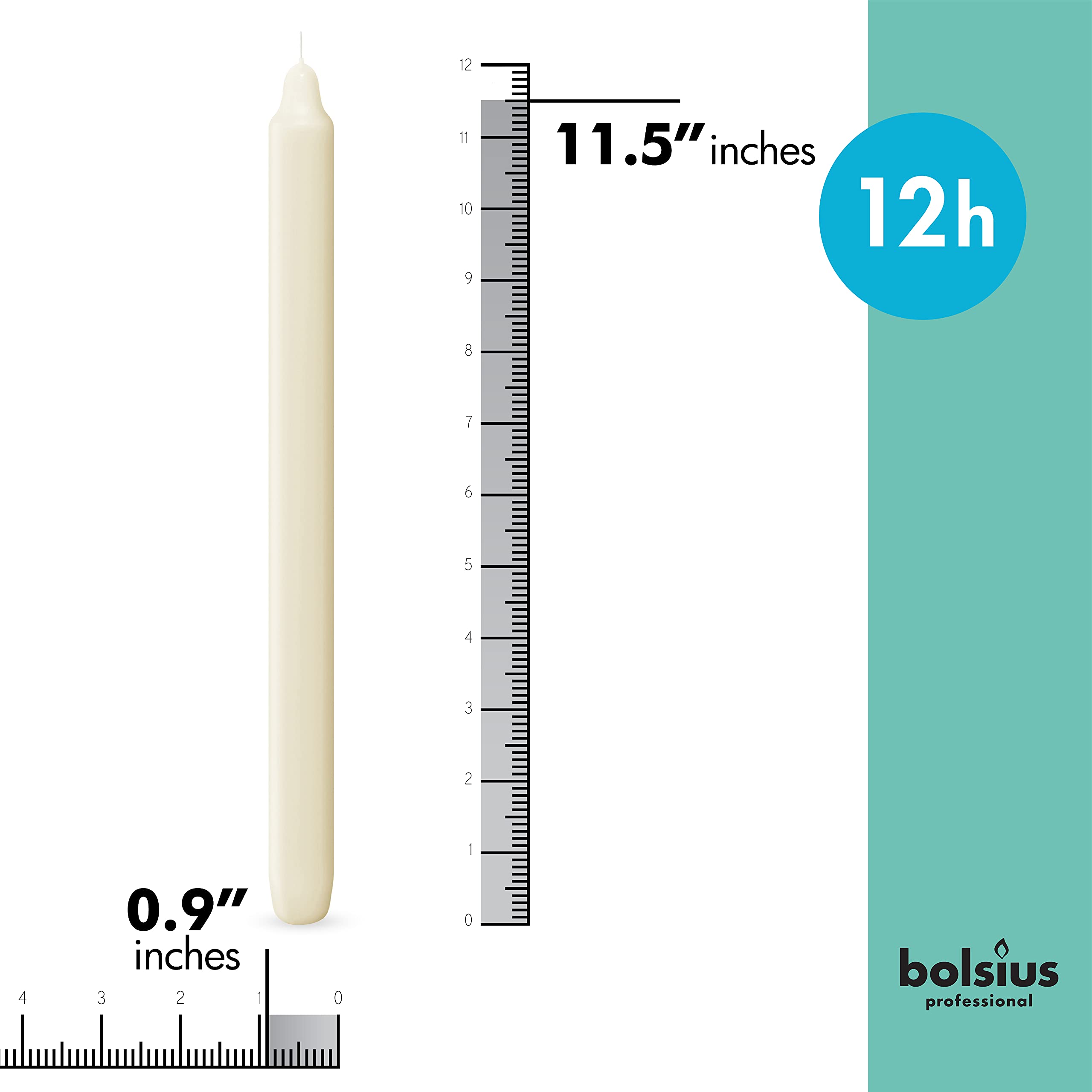 Bolsius Ivory Candlesticks 11.5-inch length with dripless, steady burn.
