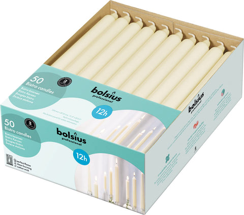 Bolsius Ivory Candlesticks suitable as emergency lighting with long burn.