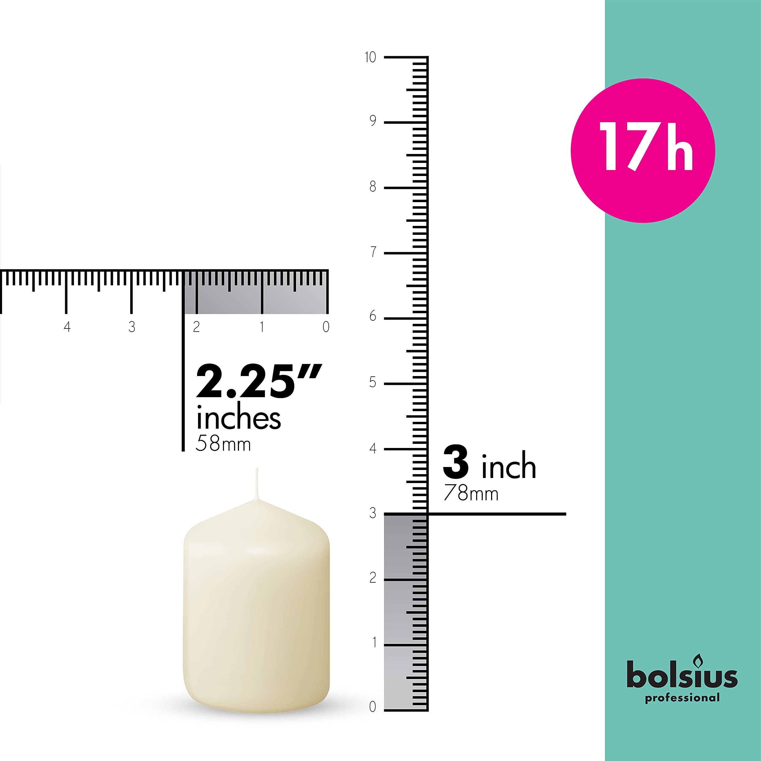 Bolsius Ivory pillar candles enhance dining-room ambiance with warm, smokeless glow.