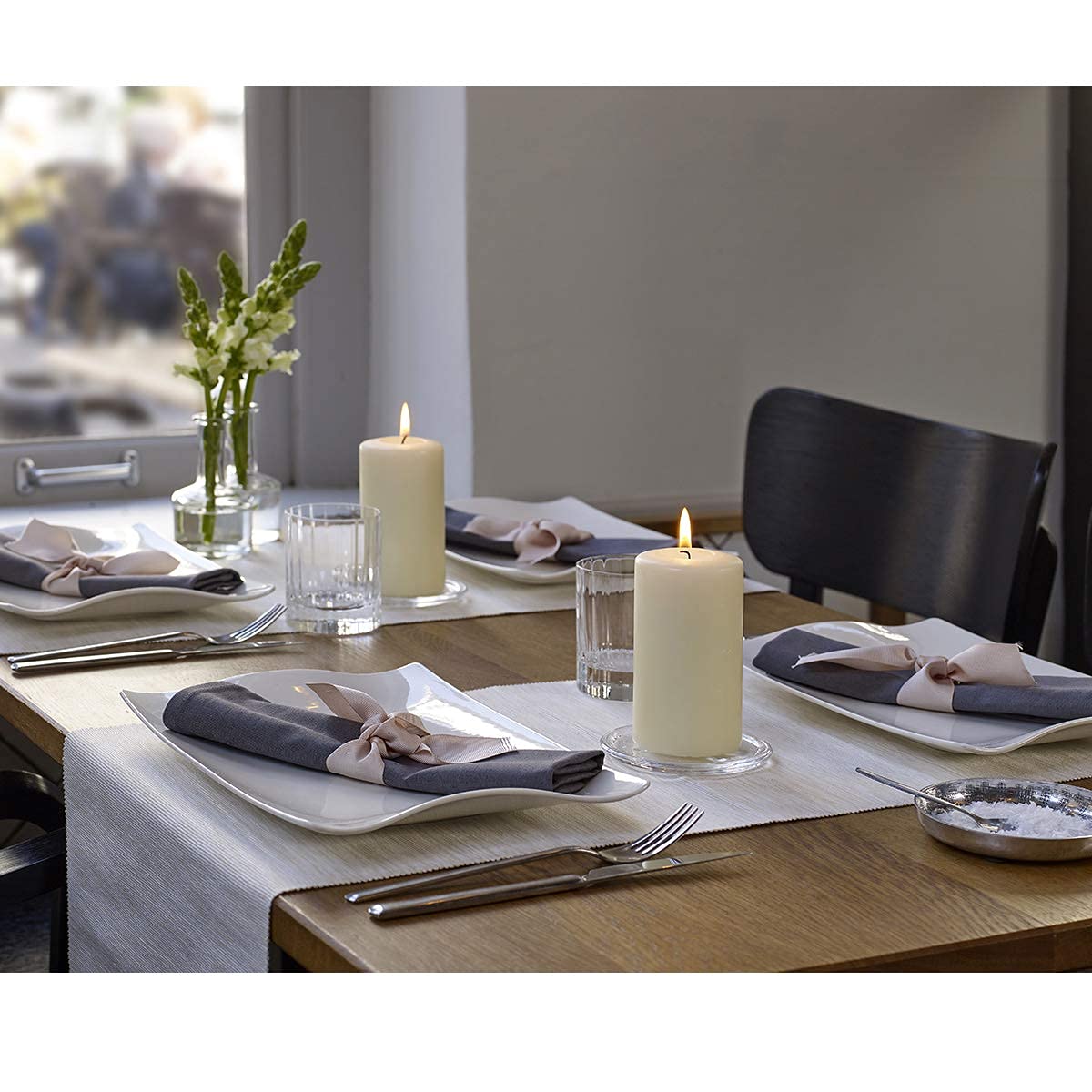 Bolsius Ivory Pillar Candles smokeless, dripless design ideal for dinners.
