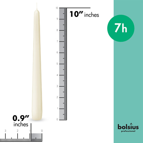 Close-up of the wick trimming on Bolsius Ivory Taper Candles for precise lighting.