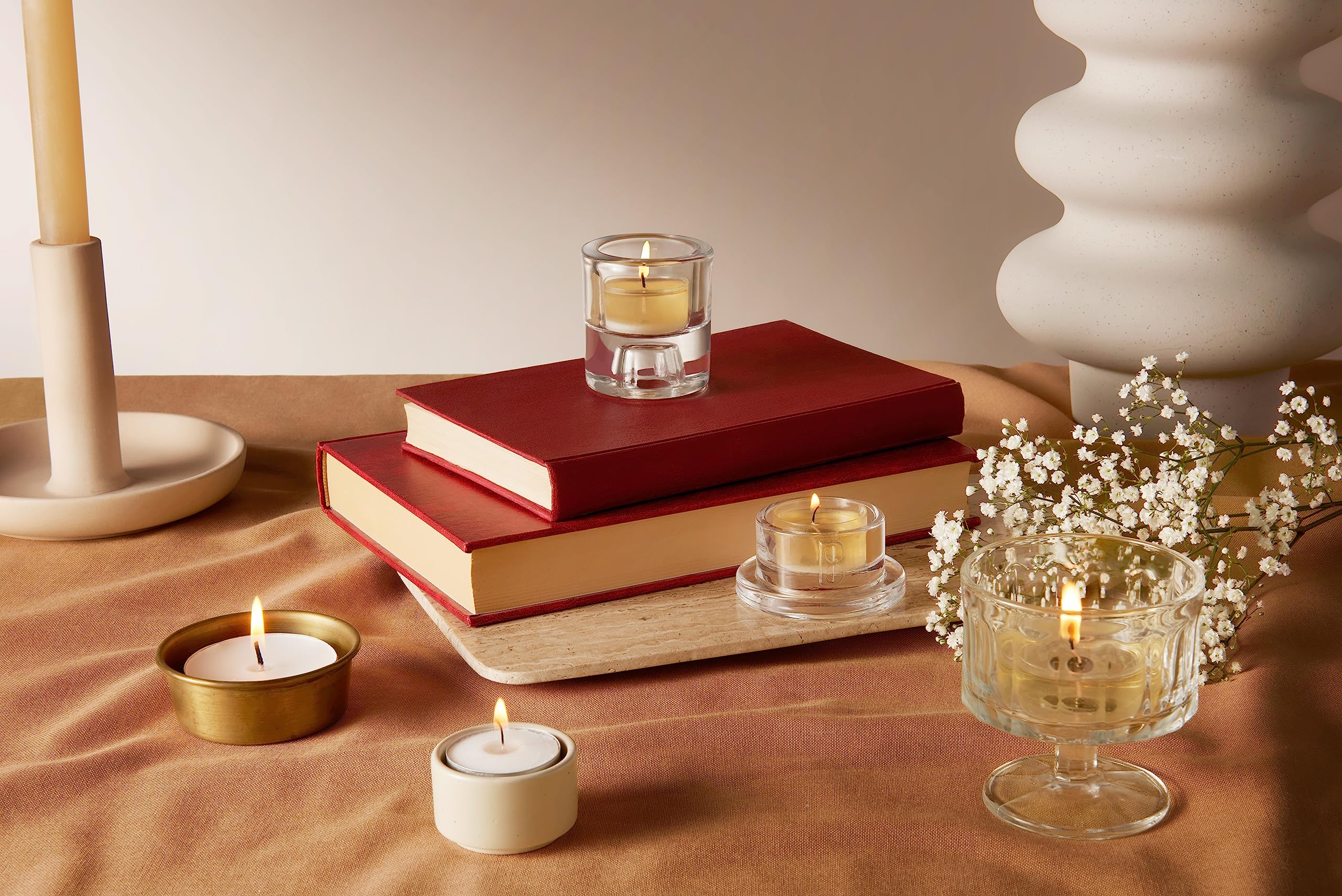 Bolsius tea light used as a dinner table centerpiece for elegant ambiance