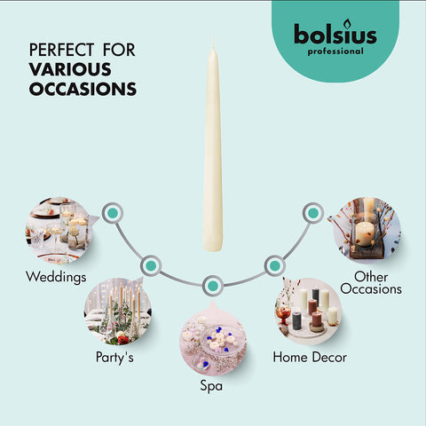 Unscented ivory taper candle by BOLSIUS for fragrance-free dining
