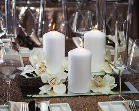 Bolsius wedding centerpiece candle setup for romantic event decor.