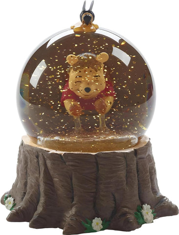 Boltcorrse Pooh Bear inside a glass globe with honey scene and shimmering glitter for collectors.