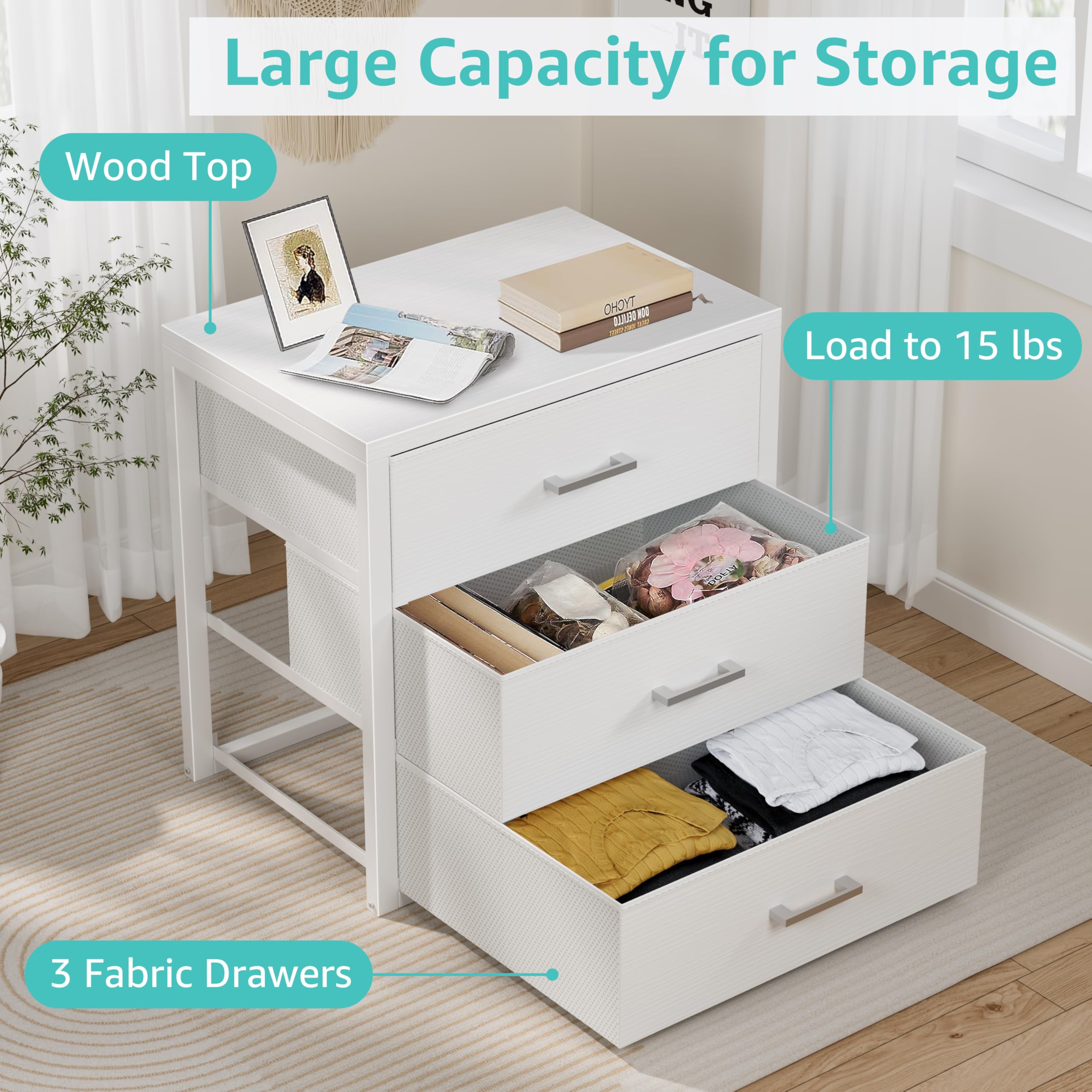 BOLUO white dresser complements any decor while keeping items neatly stored