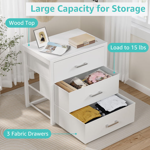 BOLUO white dresser complements any decor while keeping items neatly stored