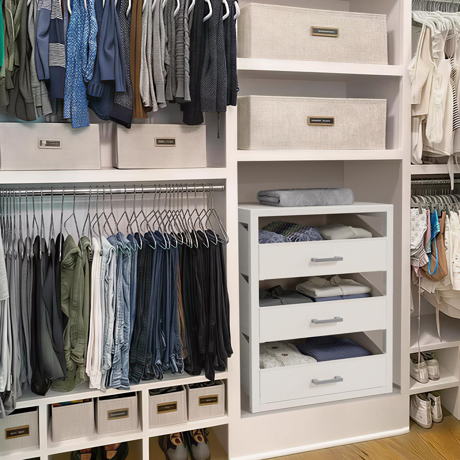 BOLUO closet drawers during assembly for quick setup