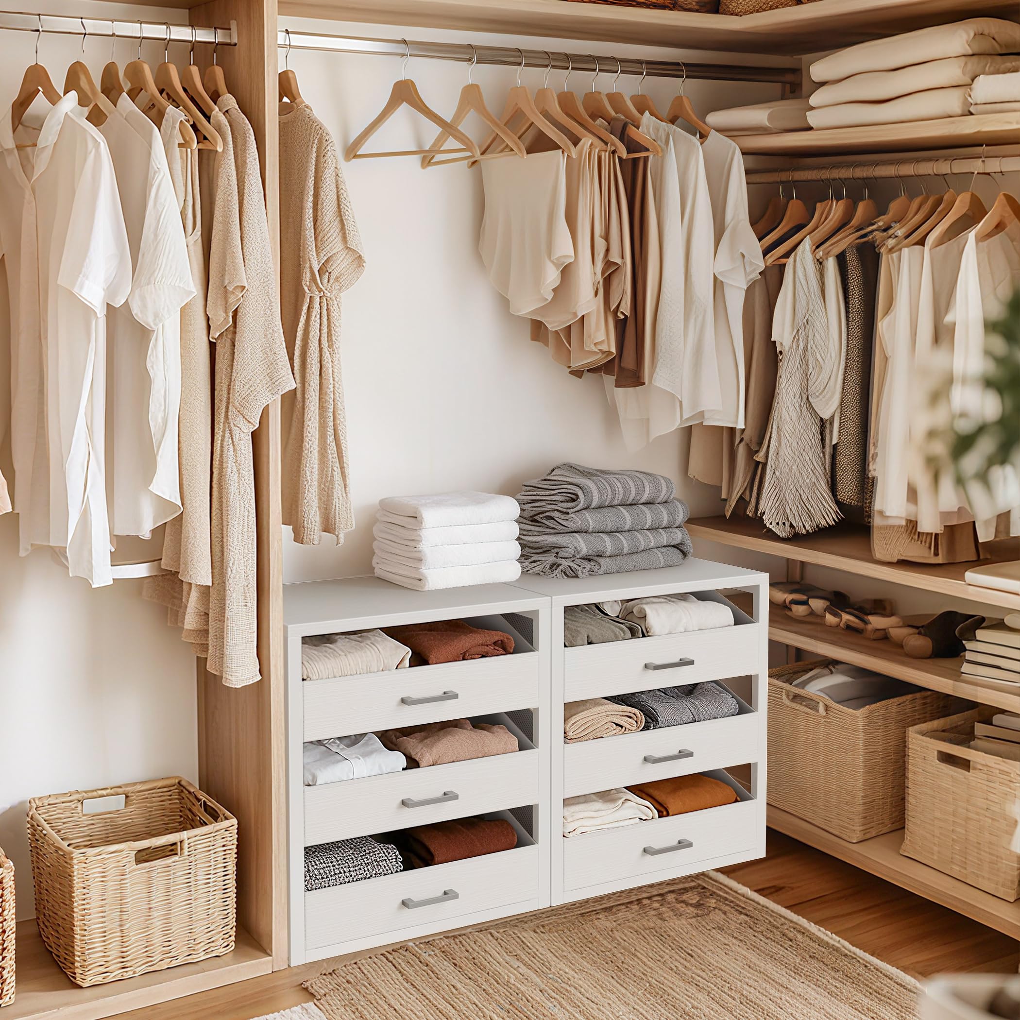 BOLUO closet drawers in a dorm room offering compact organization
