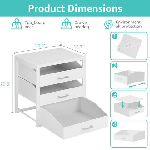 BOLUO closet drawers with wood top surface for sturdy lightweight support