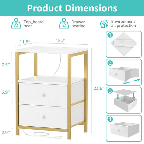 BOLUO Gold Nightstand LED light with color options for mood lighting