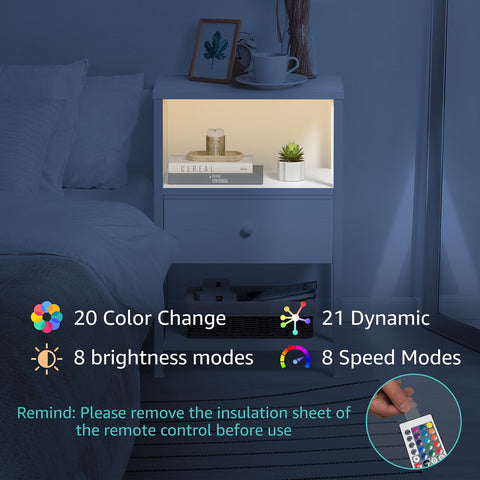 BOLUO adjustable feet protect floors and stabilize the nightstand.