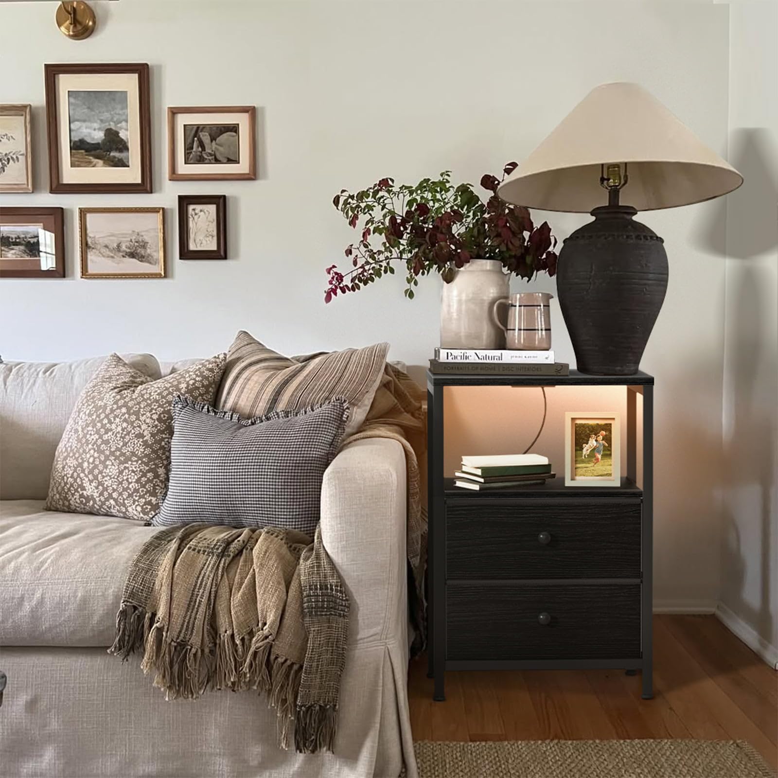 Four adjustable feet protect floors and stabilize the unit.