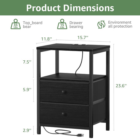Top surface of the BOLUO nightstand holds a lamp and essentials.