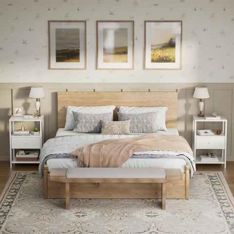 BOLUO top surface supports lamps and essentials with solid weight capacity.