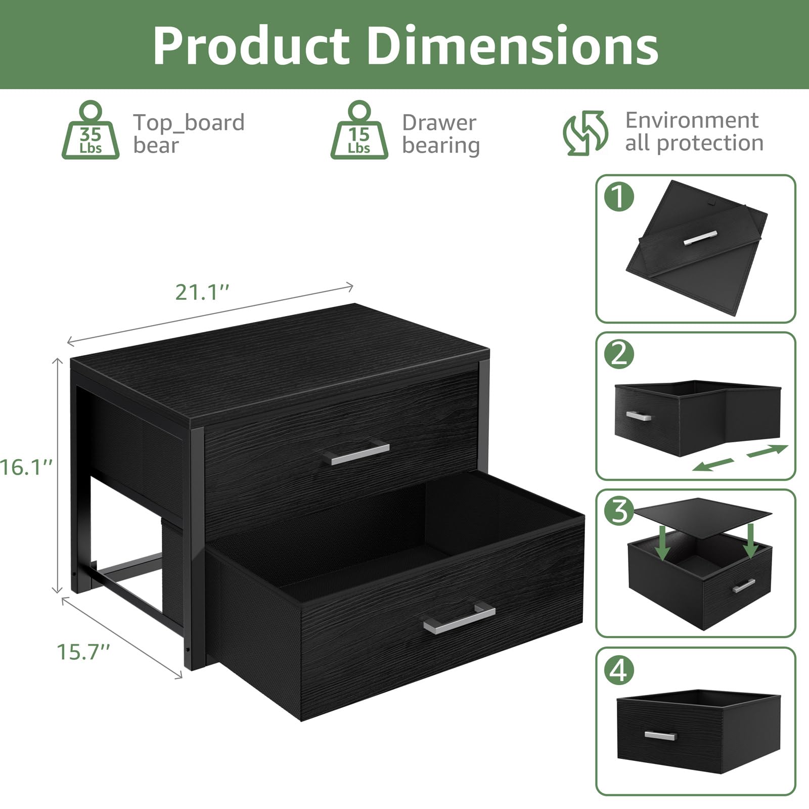 BOLUO fabric drawers close-up shows soft texture and easy-access handles.