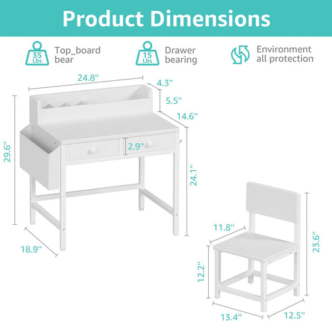 BOLUO white kids desk fabric drawer closeup highlighting material