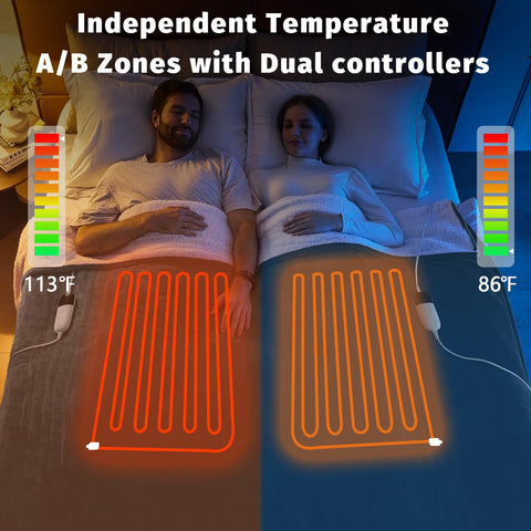 BOMOVA dual-control panel on blanket providing personalized warmth for two