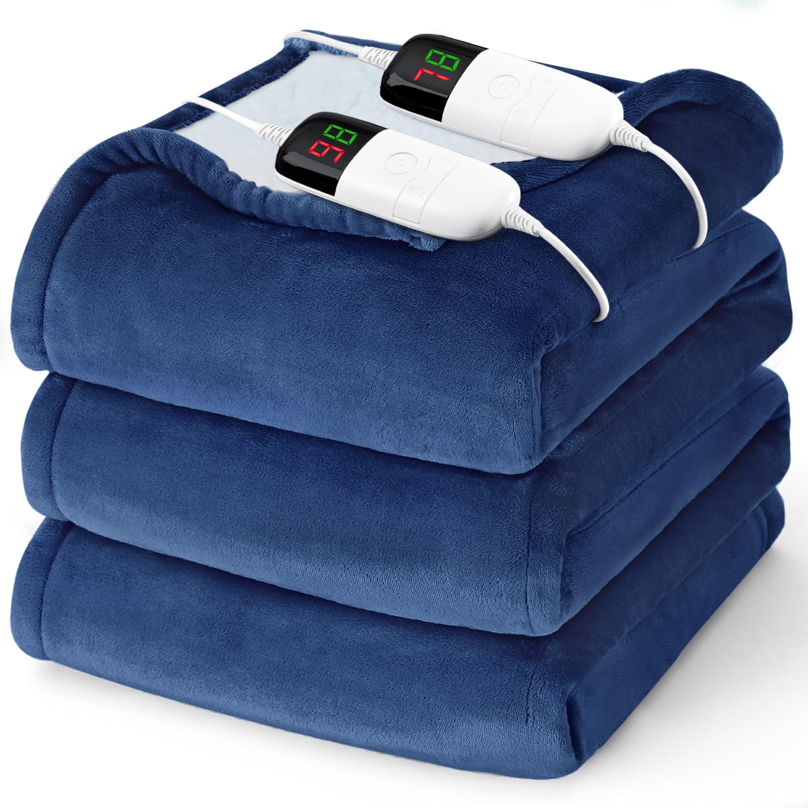 Bomova heated blanket queen size on bed with dual controls for customizable warmth
