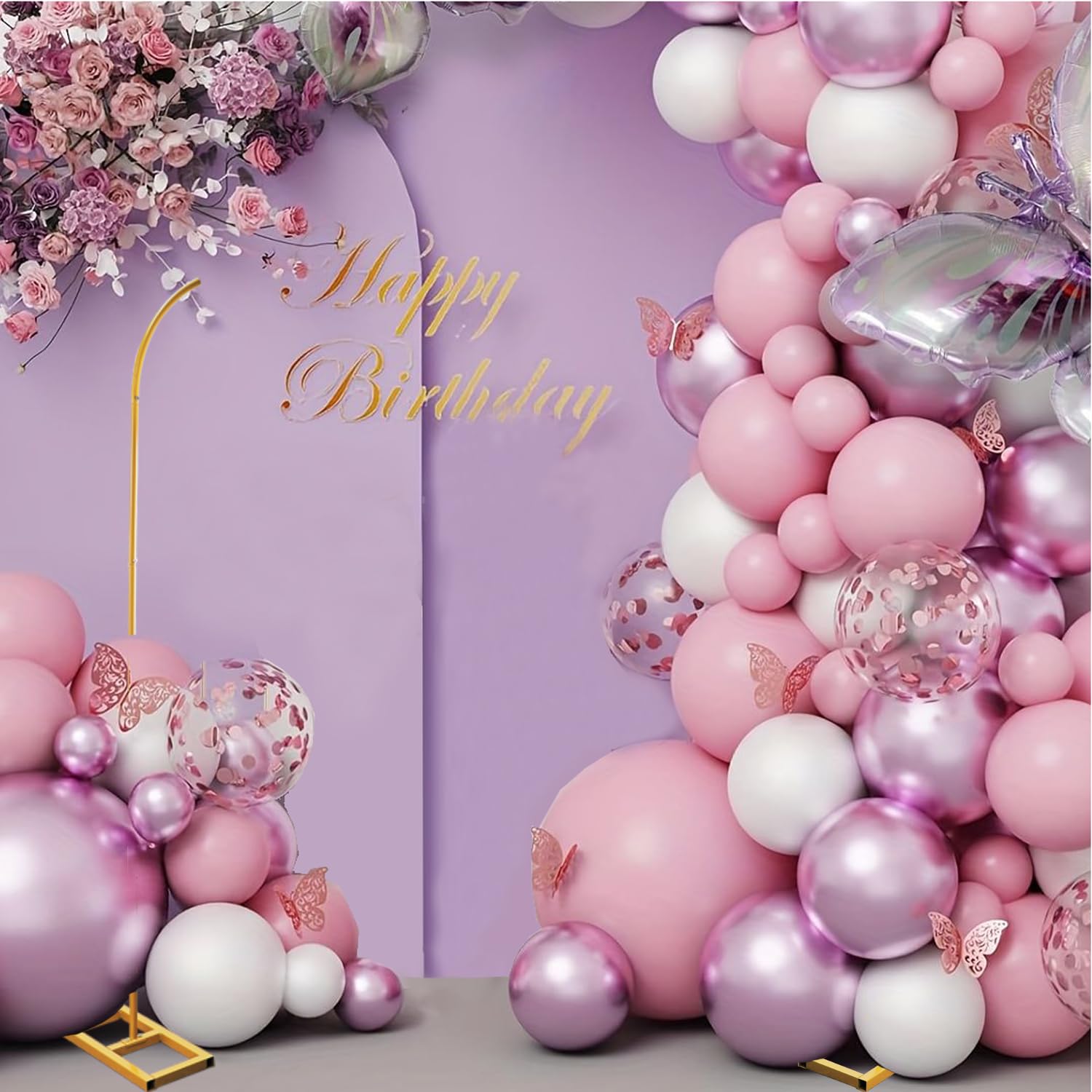 Bonastella Balloon Arch Stand 2-pack with gold finish and premium look.