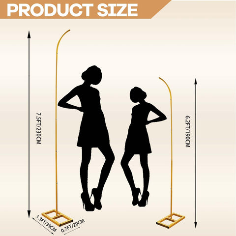 Bonastella Balloon Arch Stand 2-pack side view with curved top arch.