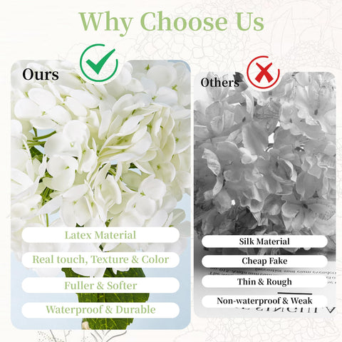 BonBloom's hydrangea real-touch petals with detailed veins for lifelike centerpieces.