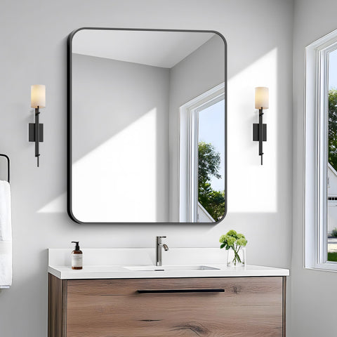 Bonewei 30x36 round-corner mirror adds refined style to any bathroom