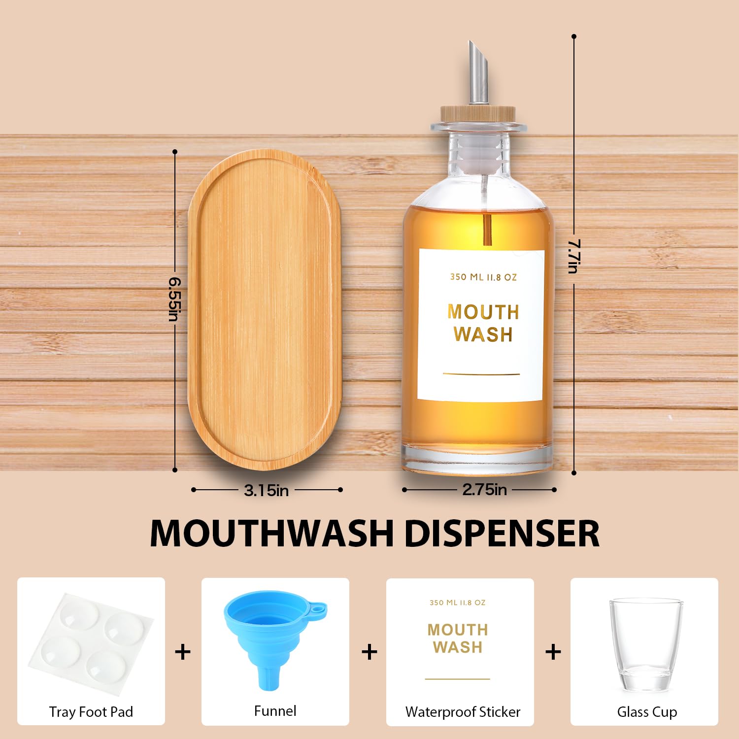 BONLONG bamboo tray base supporting the mouthwash set