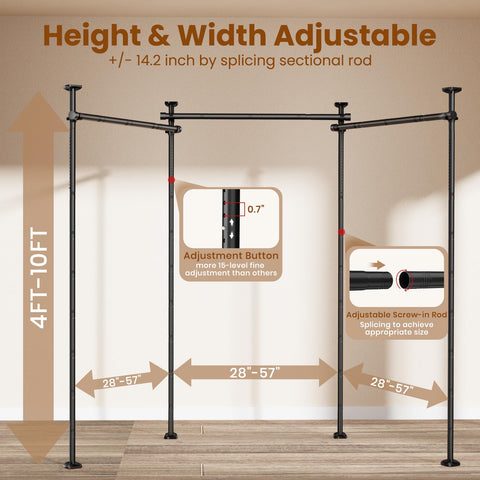 Bonpally 45-pound capacity supports heavy drapes for reliable room division.