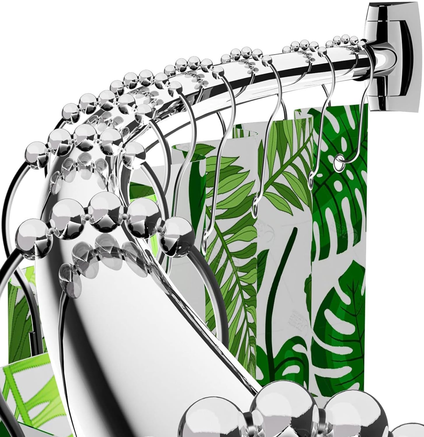 Bonpally curved shower rod in chrome adds extra space for a roomier shower.
