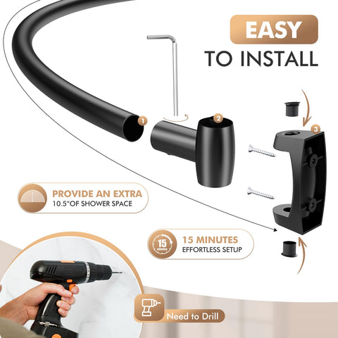 Bonpally curved shower rod multi-use indoors and outdoors