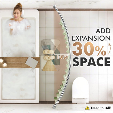 Bonpally curved shower rod with rotating brackets enables flexible mounting.