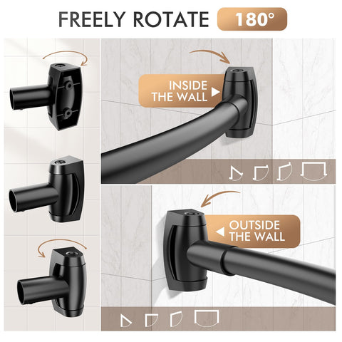 Bonpally curved shower rod rust-proof aluminum and ABS materials