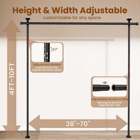 Bonpally Room Divider Rod adjustable height for flexible spaces