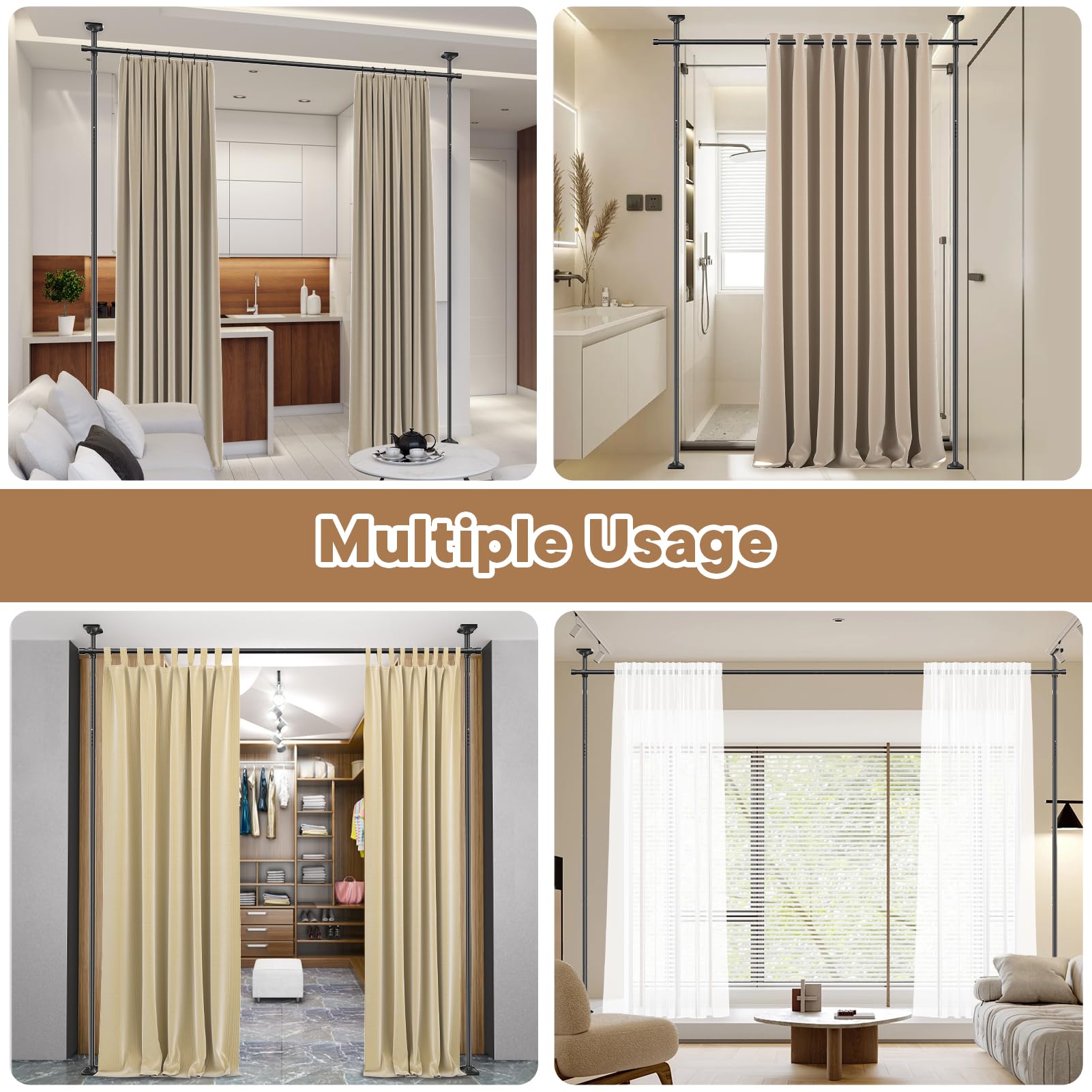 Bonpally Room Divider Rod dorm privacy solution in a small room