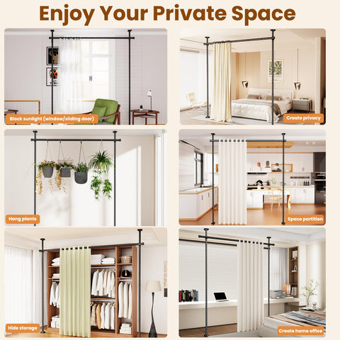 Bonpally Room Divider Rod horizontal or L-shaped layout for wide corners