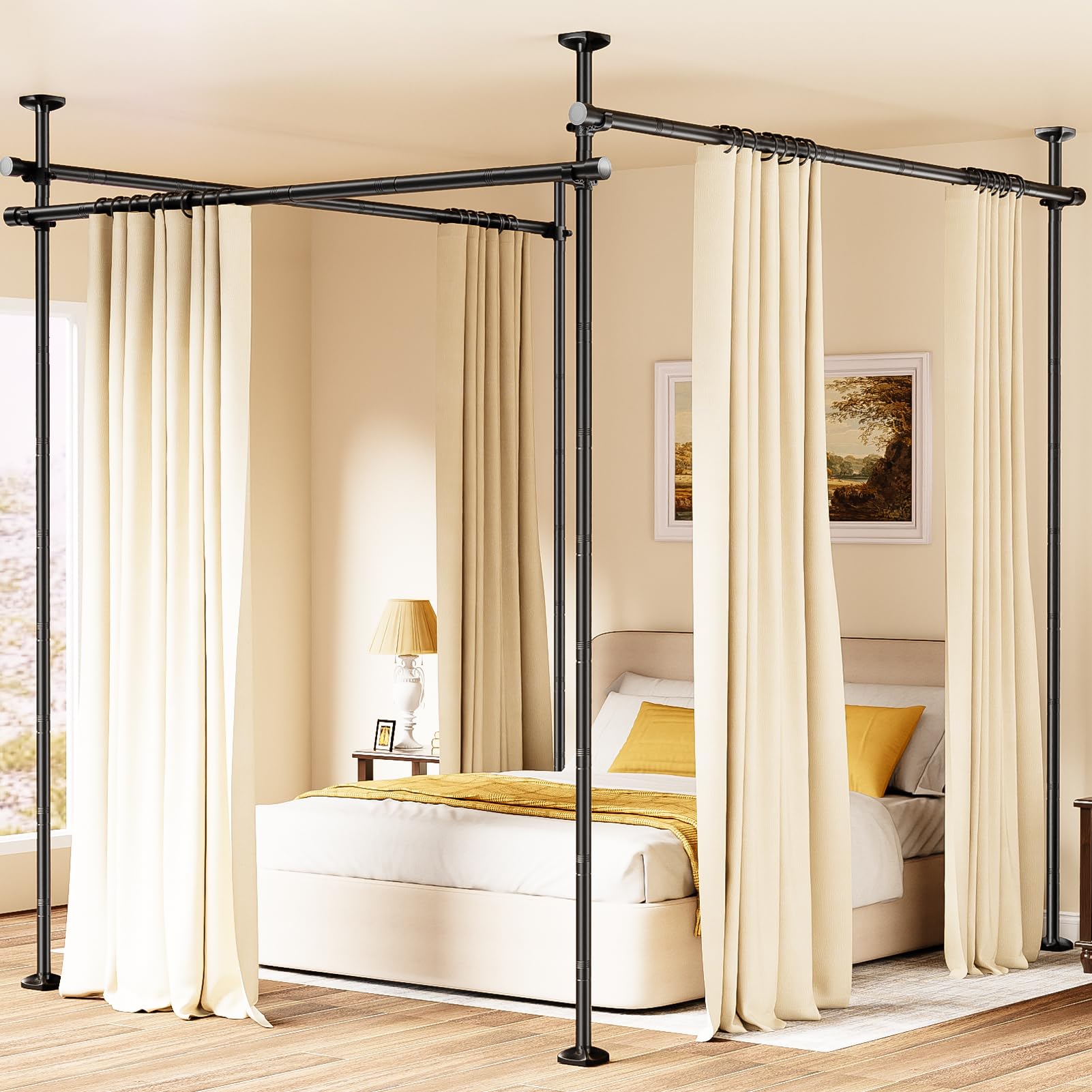 Bonpally room divider rod with wide-width adjustment for flexible space separation.
