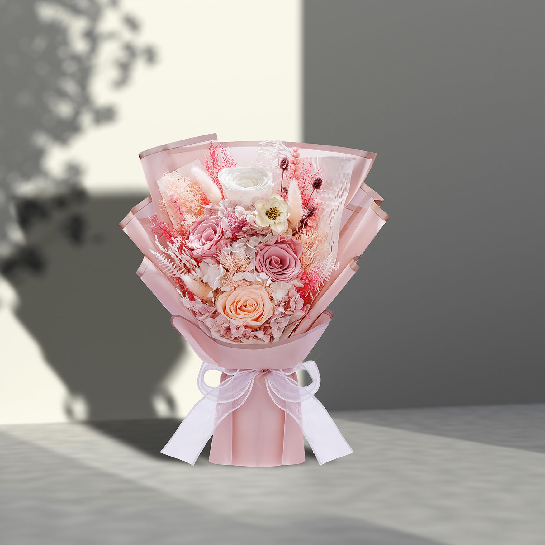 Bonsion preserved flowers ambient decor on a dresser offers low-maintenance beauty.