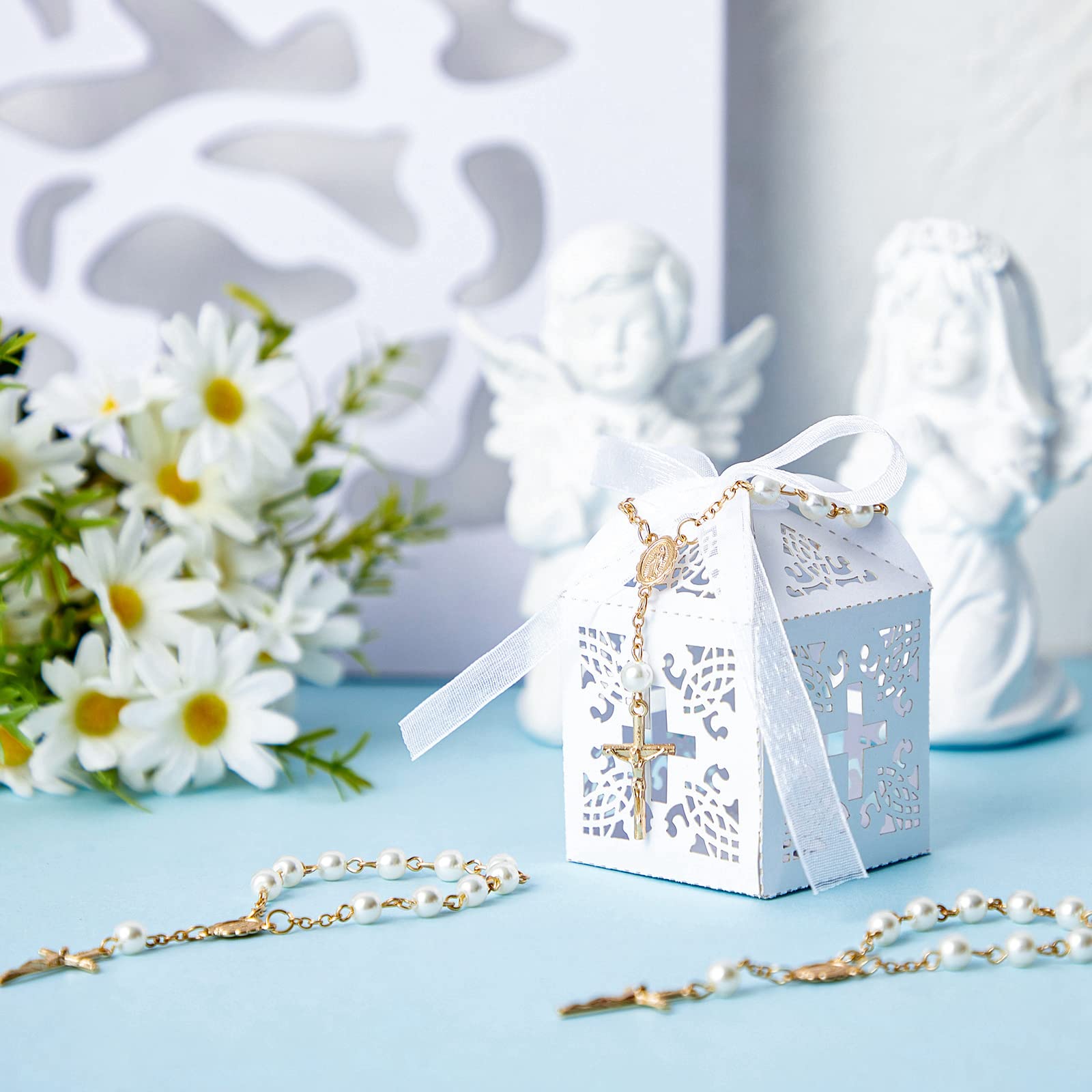 Bonuci folded baptism favor box for quick setup.