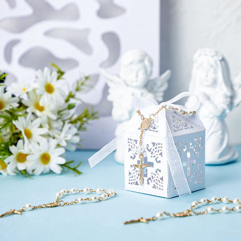 Bonuci folded baptism favor box for quick setup.