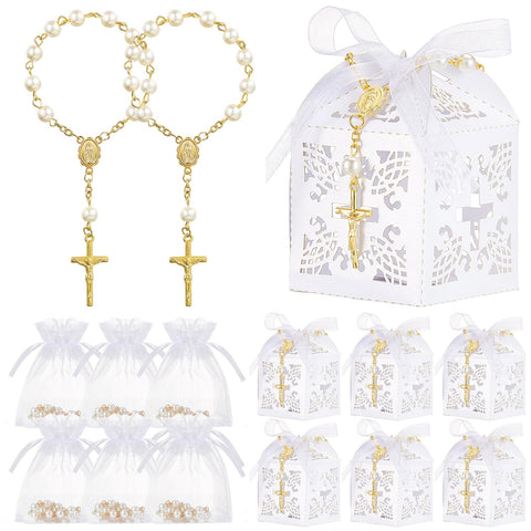 Bonuci baptism rosaries with acrylic beads for elegant keepsakes.