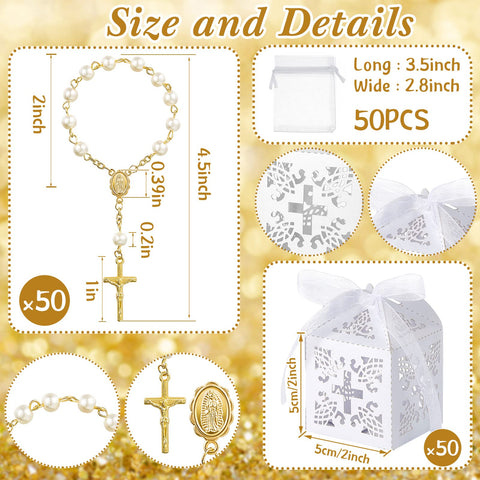 Bonuci rosary with gold cross detail and durable construction.