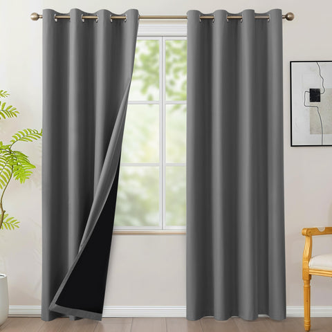 BONZER blackout curtains 84in four-panel grey for full room coverage