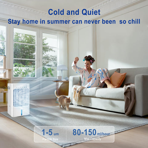 BOOHENKA evaporative cooler with 900ml tank for long-lasting cooling.
