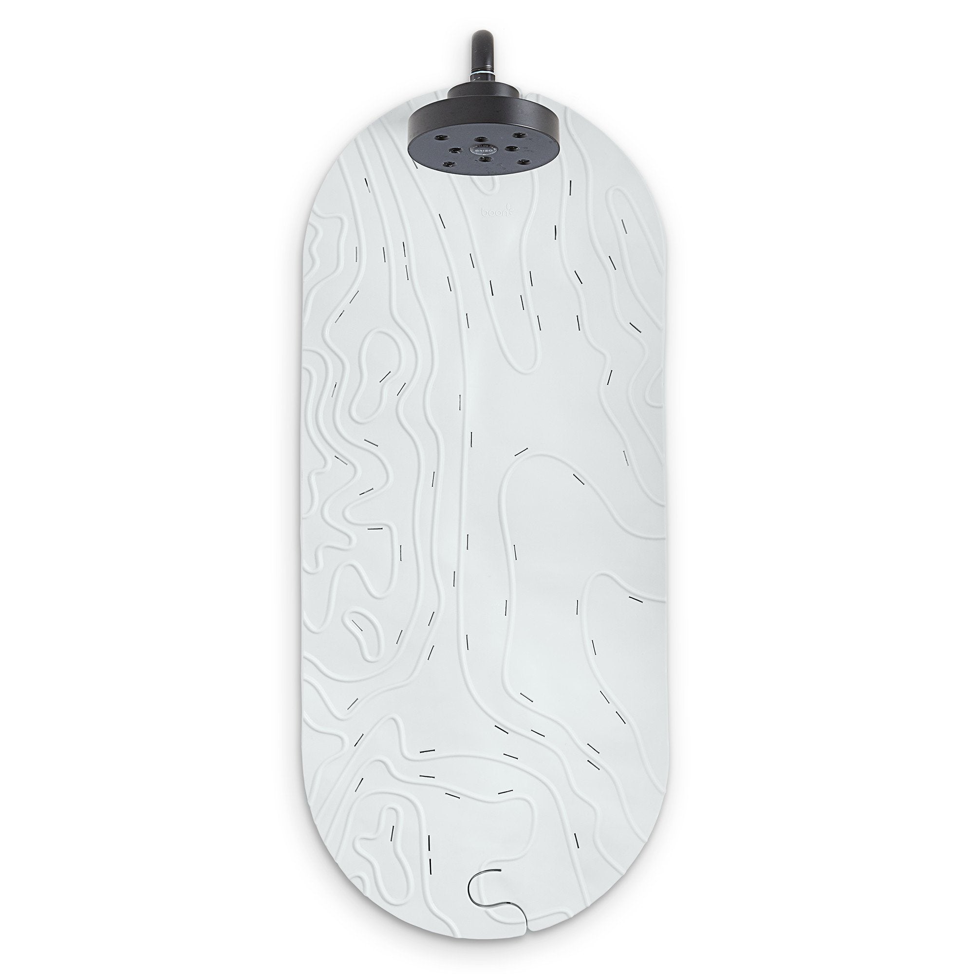 Boon Grifle bath mat with hanging hook for quick drying after bath.