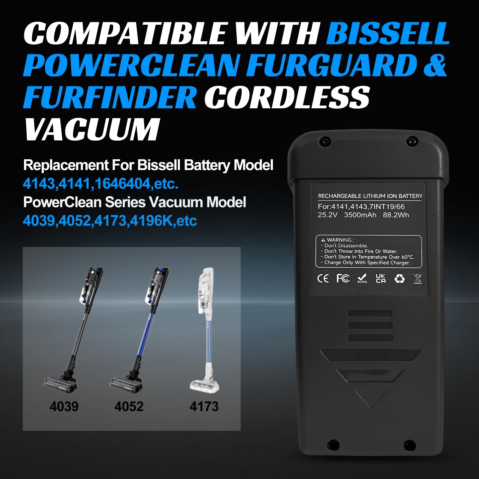 BooNer battery label for FurFinder highlighting safety and capacity.